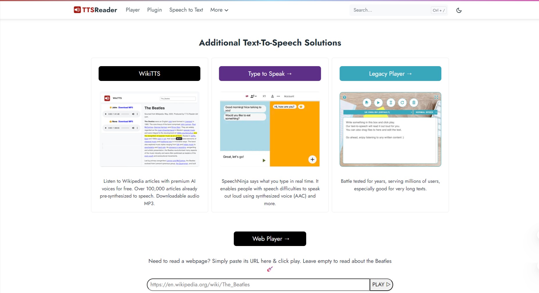 Additional Text-To-Speech Solutions TTSReader