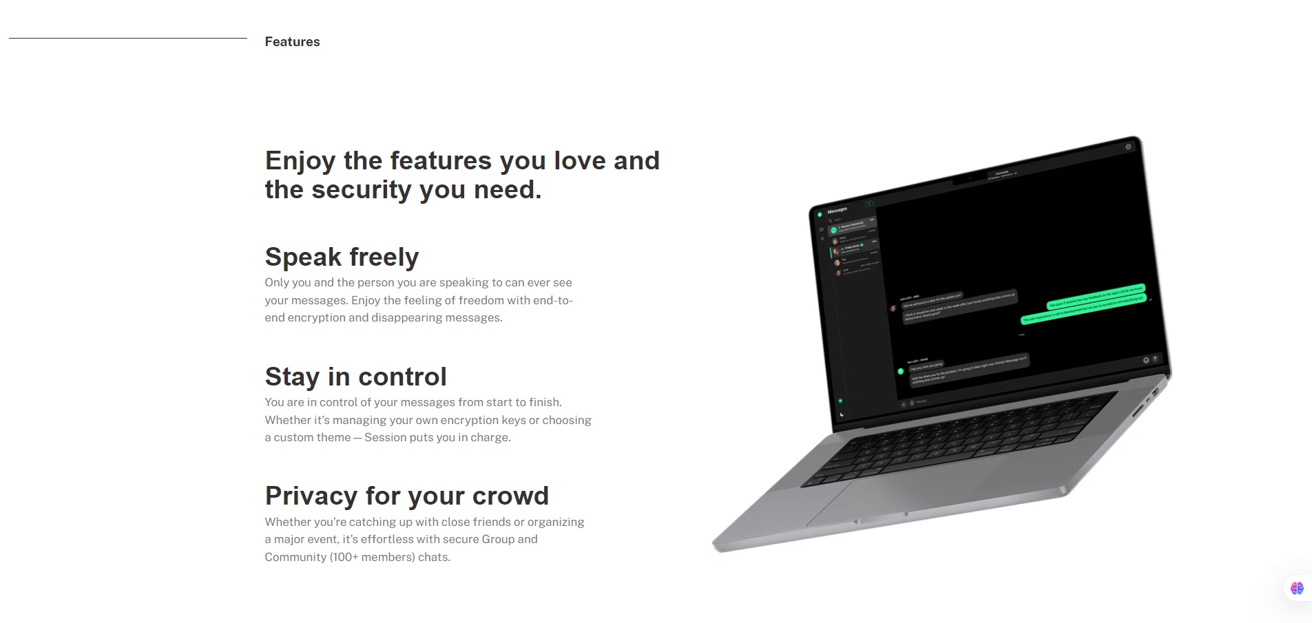 Features of Session-Send-Messages-Not-Metadata-Private-Messenger