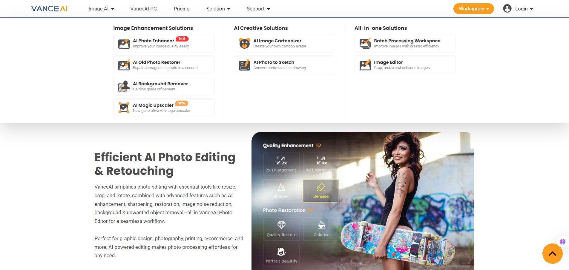 VanceAI-AI-Photo-Enhancement-Generation-Editing Solutions