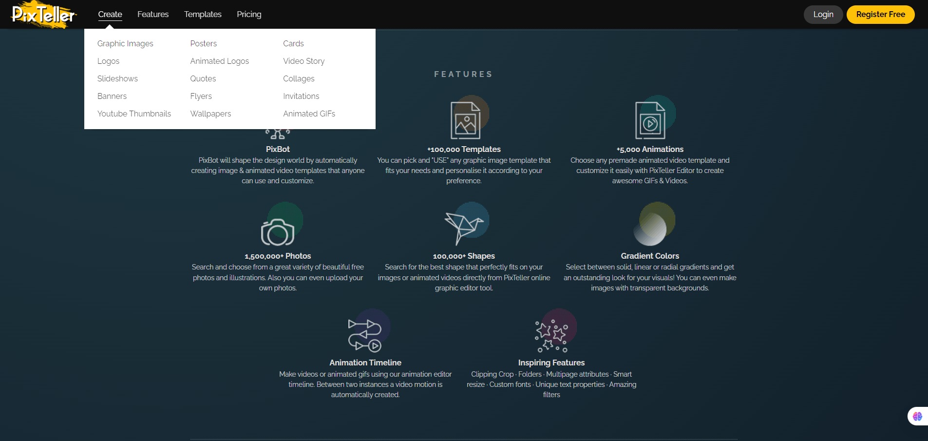 Free-Image-Editor-Animation-Maker-PixTeller Features