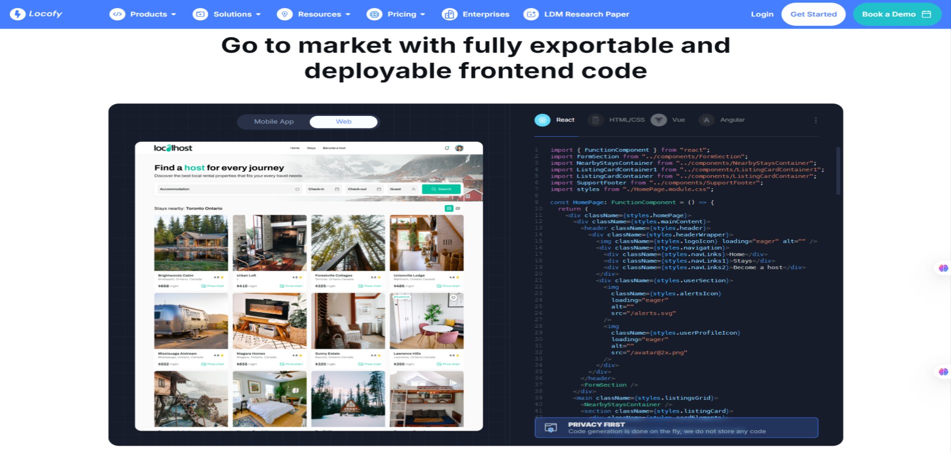 Locofy-ai-exportable and deployable frontend code