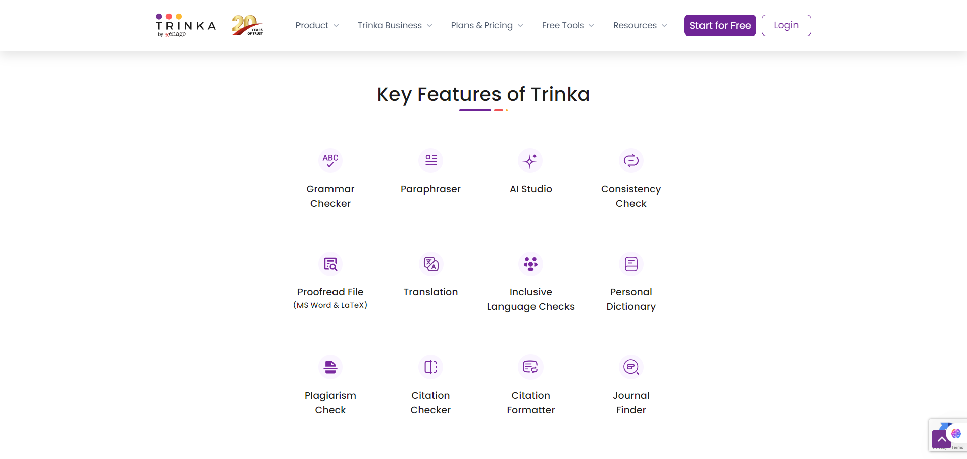 Trinka-AI-Writing-and-Grammar-Checker-Tool Key Features of Trinka