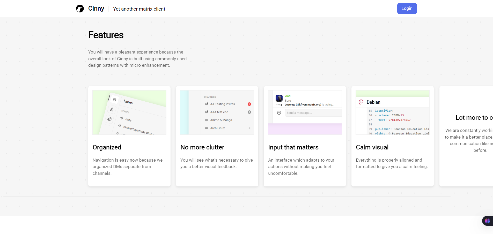 Cinny-Site features