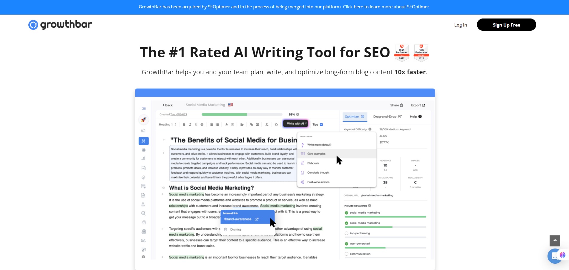 GrowthBar-The #1 Rated AI Writing Tool for SEO
