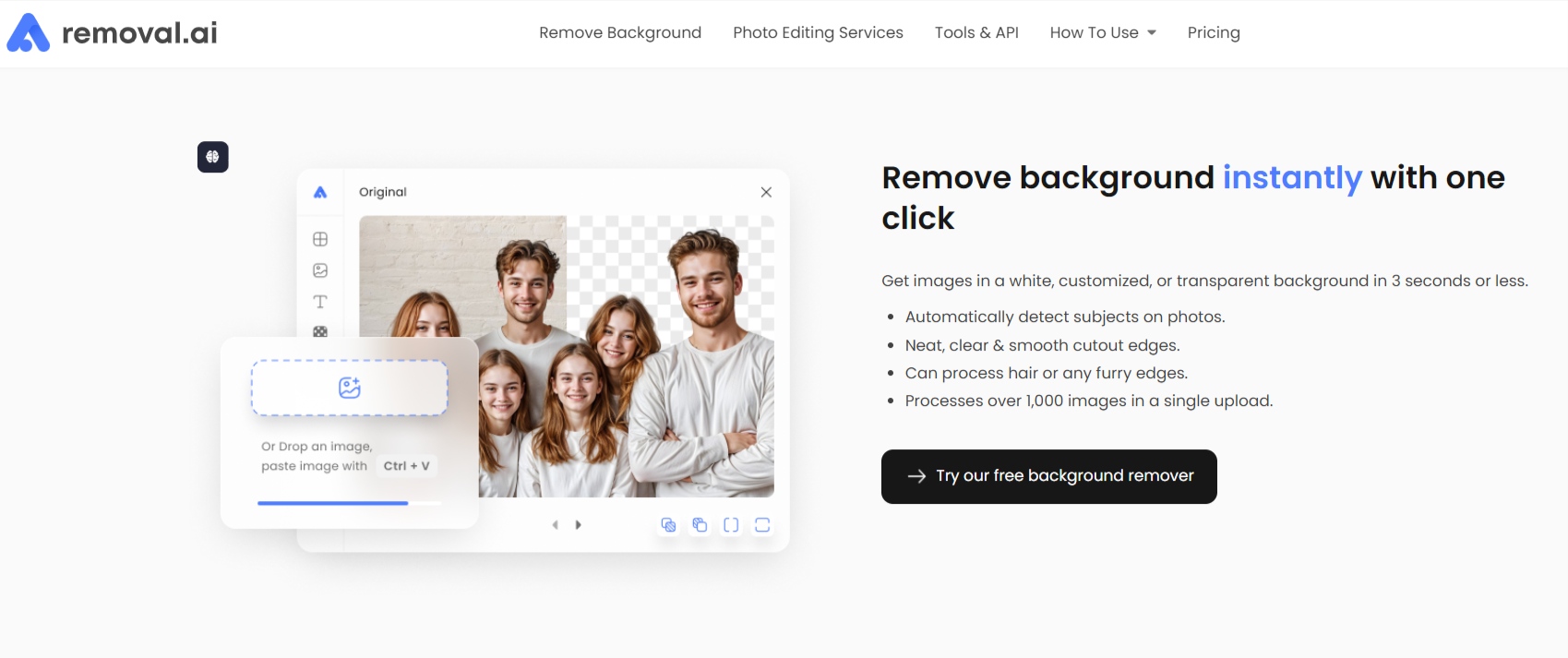 Remove background instantly with one click-removal-ai