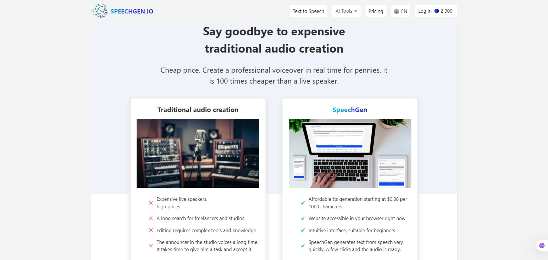 Speechgen-Say goodbye to expensive traditional audio creation