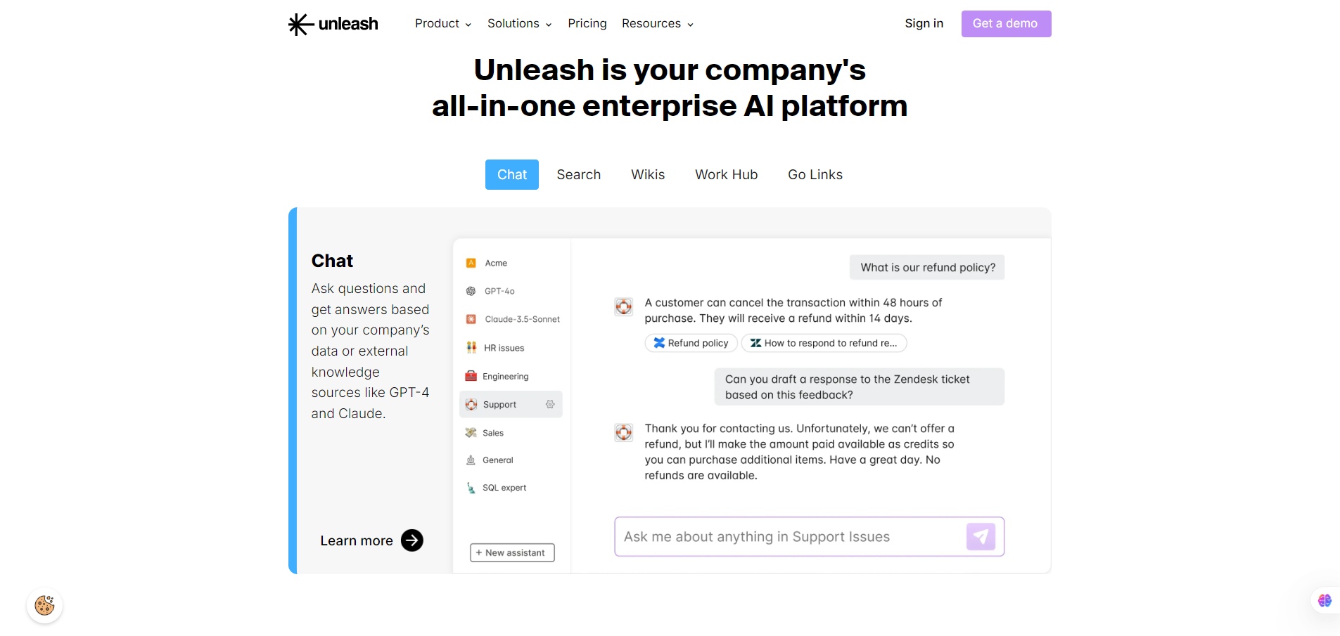Unleash is your company's all-in-one enterprise AI platform