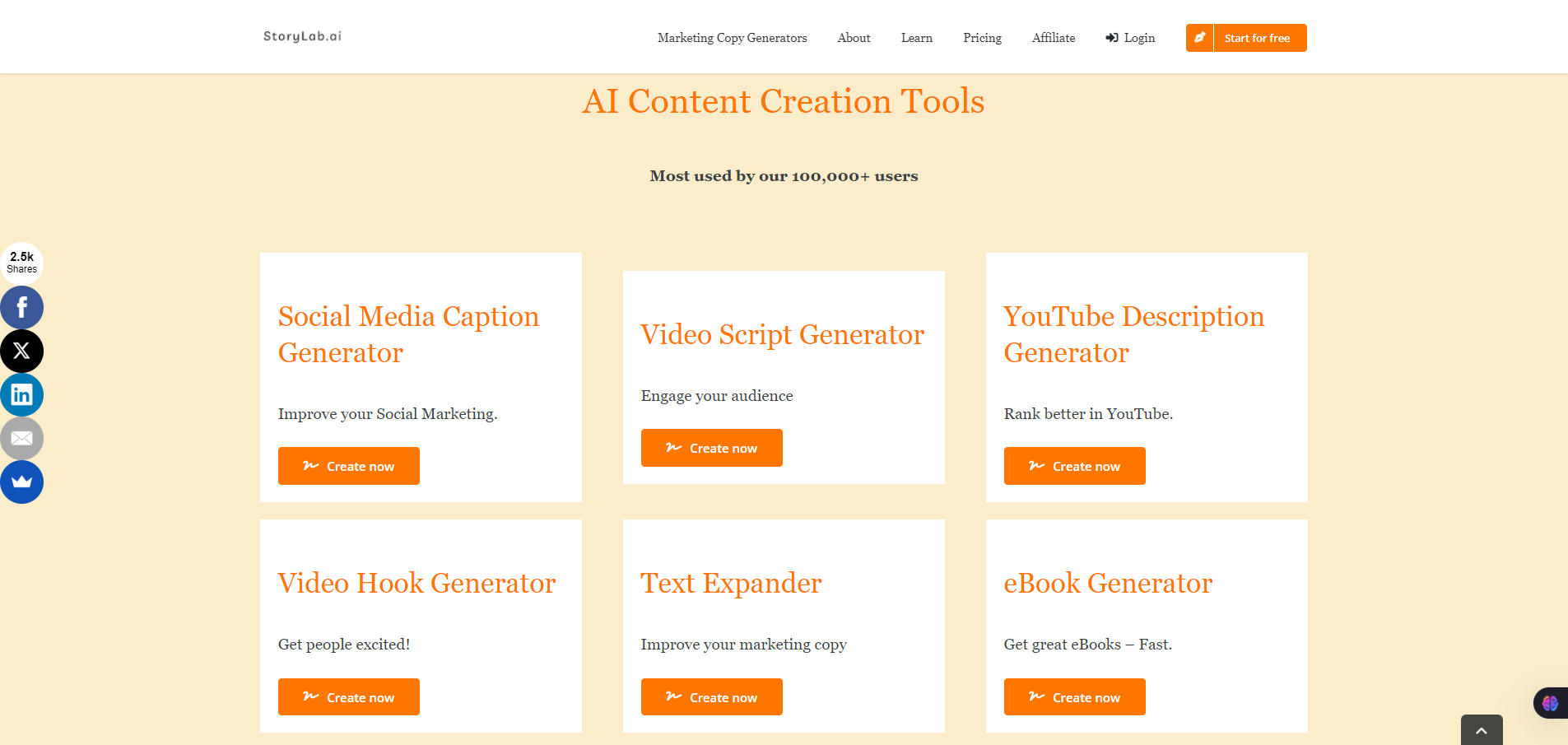 storylabAI Content Creation Tools