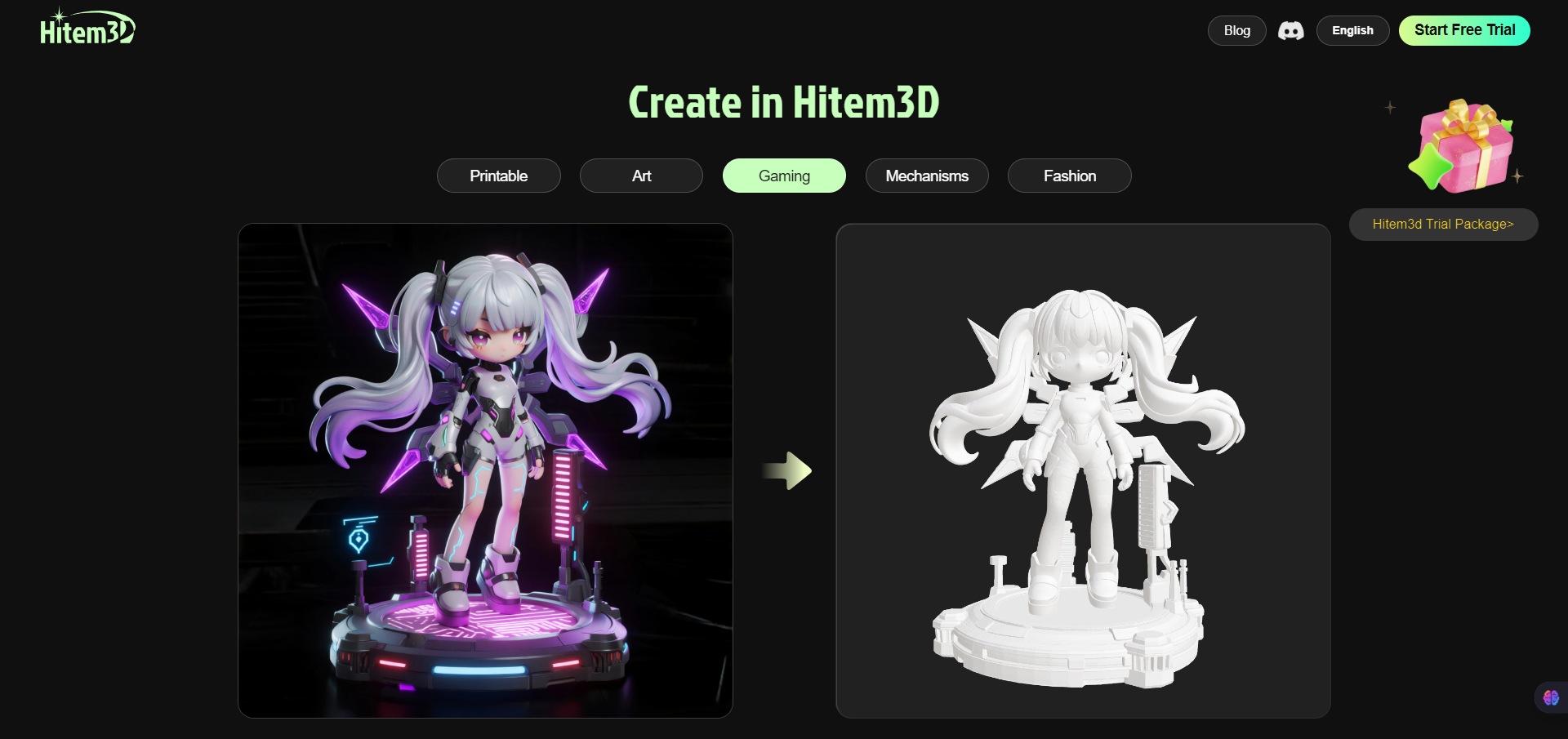 Create in Hitem3D feature