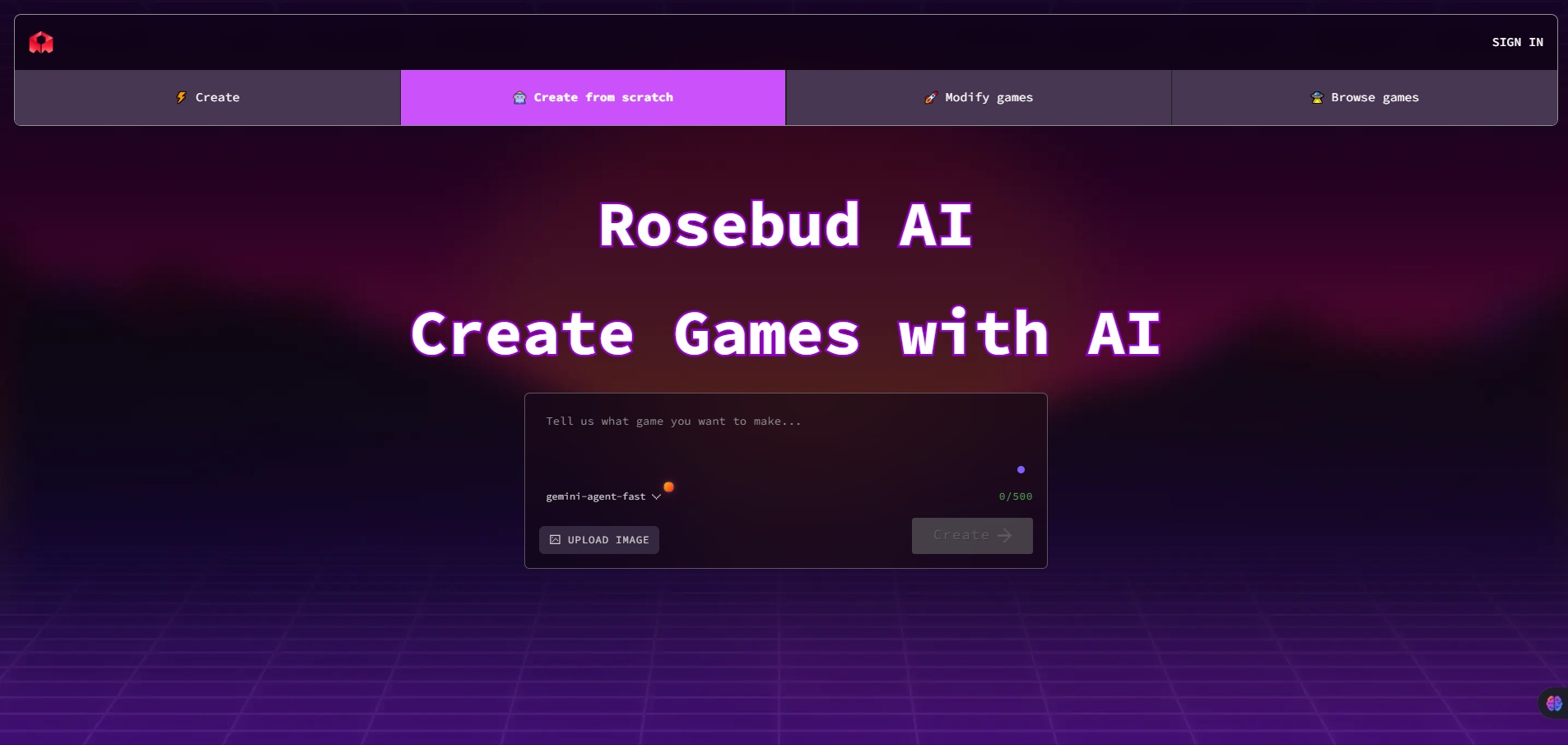 Rosebud AI Create Games with AI