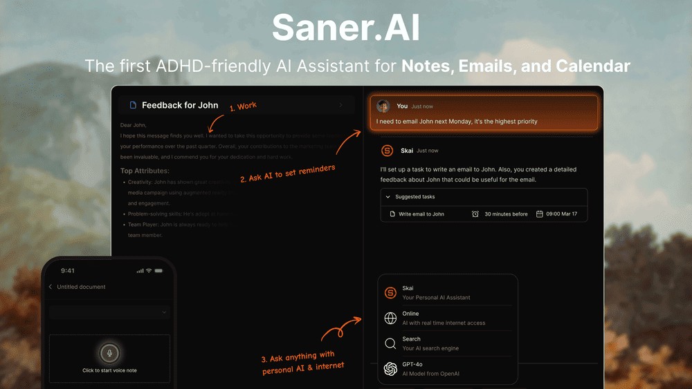 Saner.AI - AI Personal Assistant for ADHD