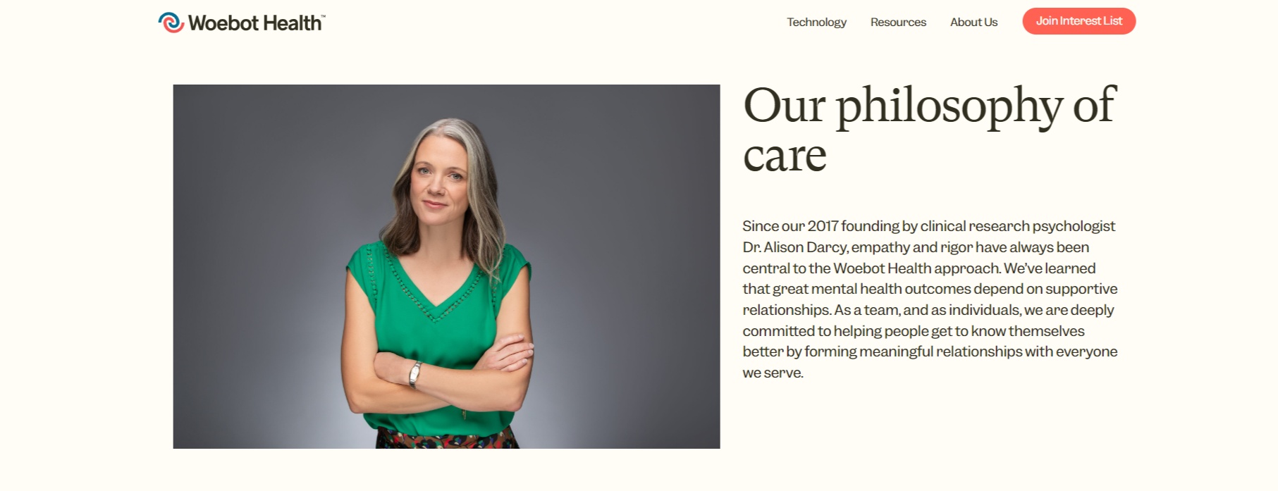 Woebot-Health philosophy of care