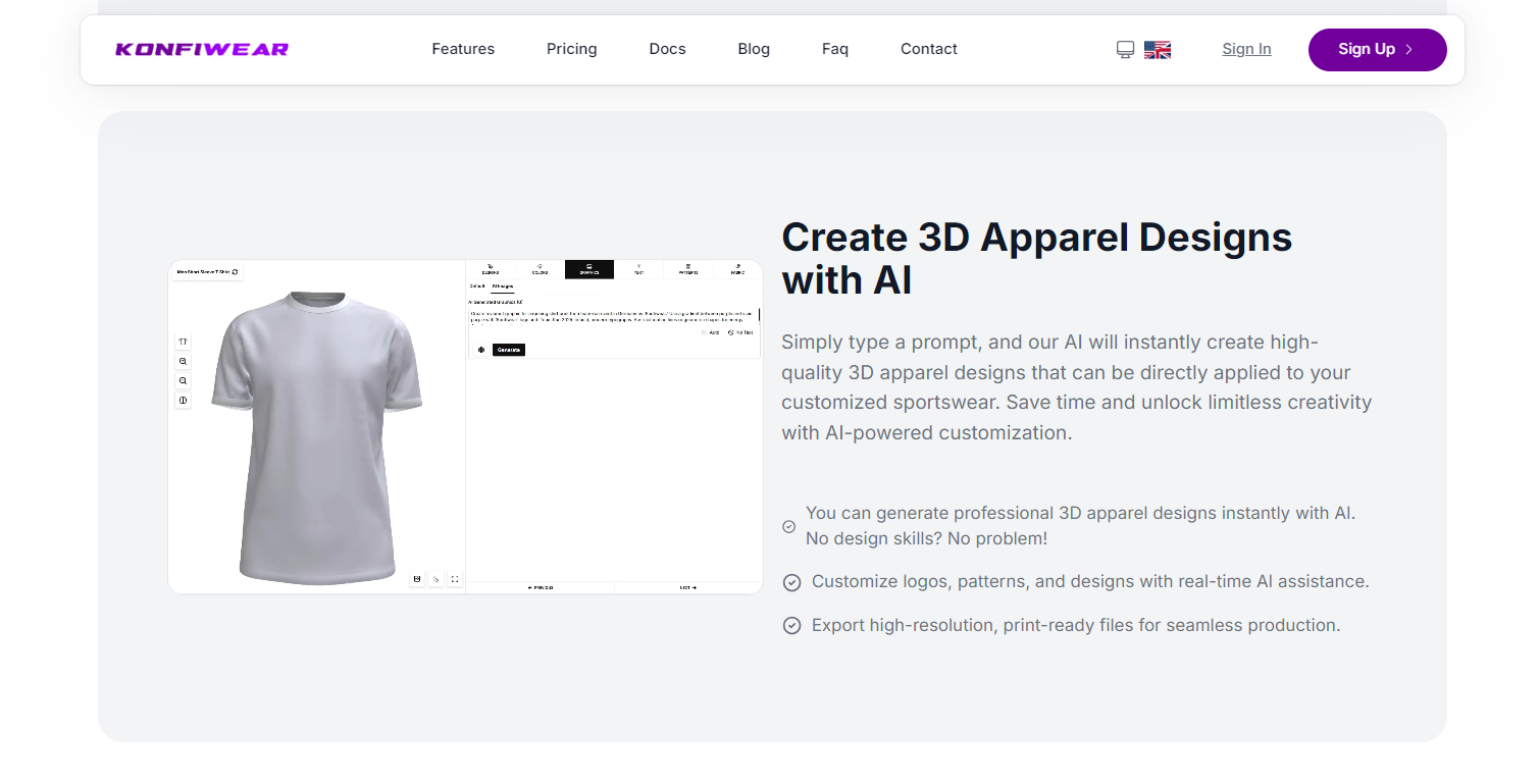 Create 3D Apparel Designs with AI-Konfiwear