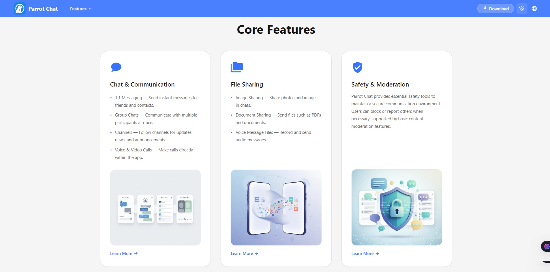 Parrot-Chat-Core Features