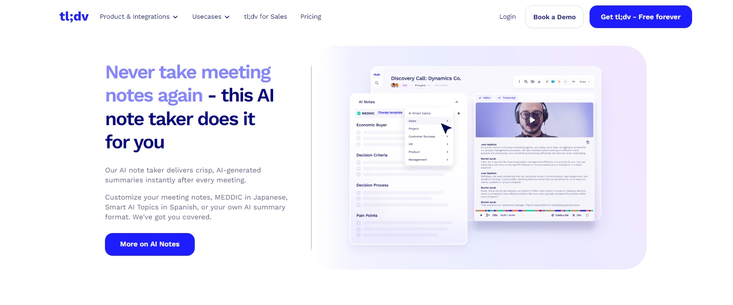 tl-dv-AI-Meeting-AI notetaker handles CRM and follow-ups too