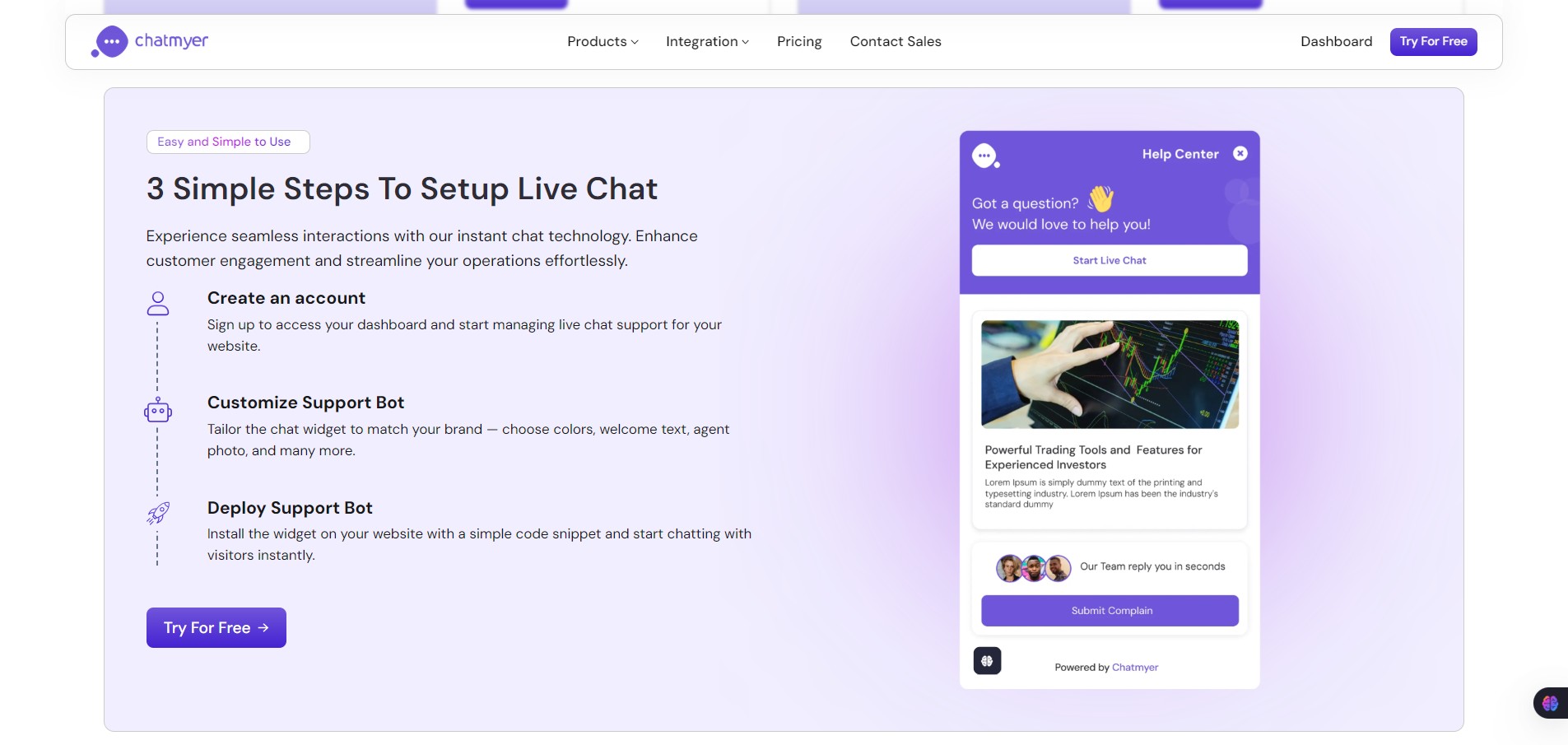 Chatmyer-3 Simple Steps To Setup Live Chat