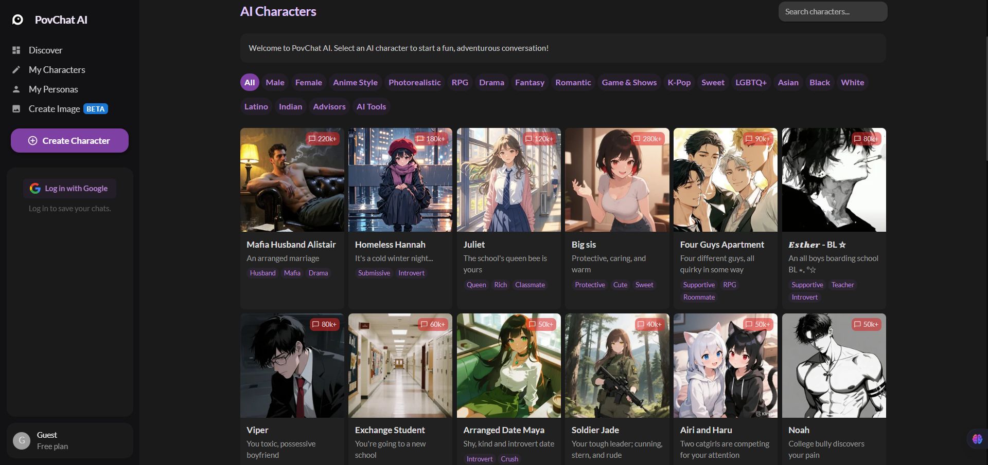 Free-AI-Roleplay-Characters-and-Chatbots-PovChat-AI