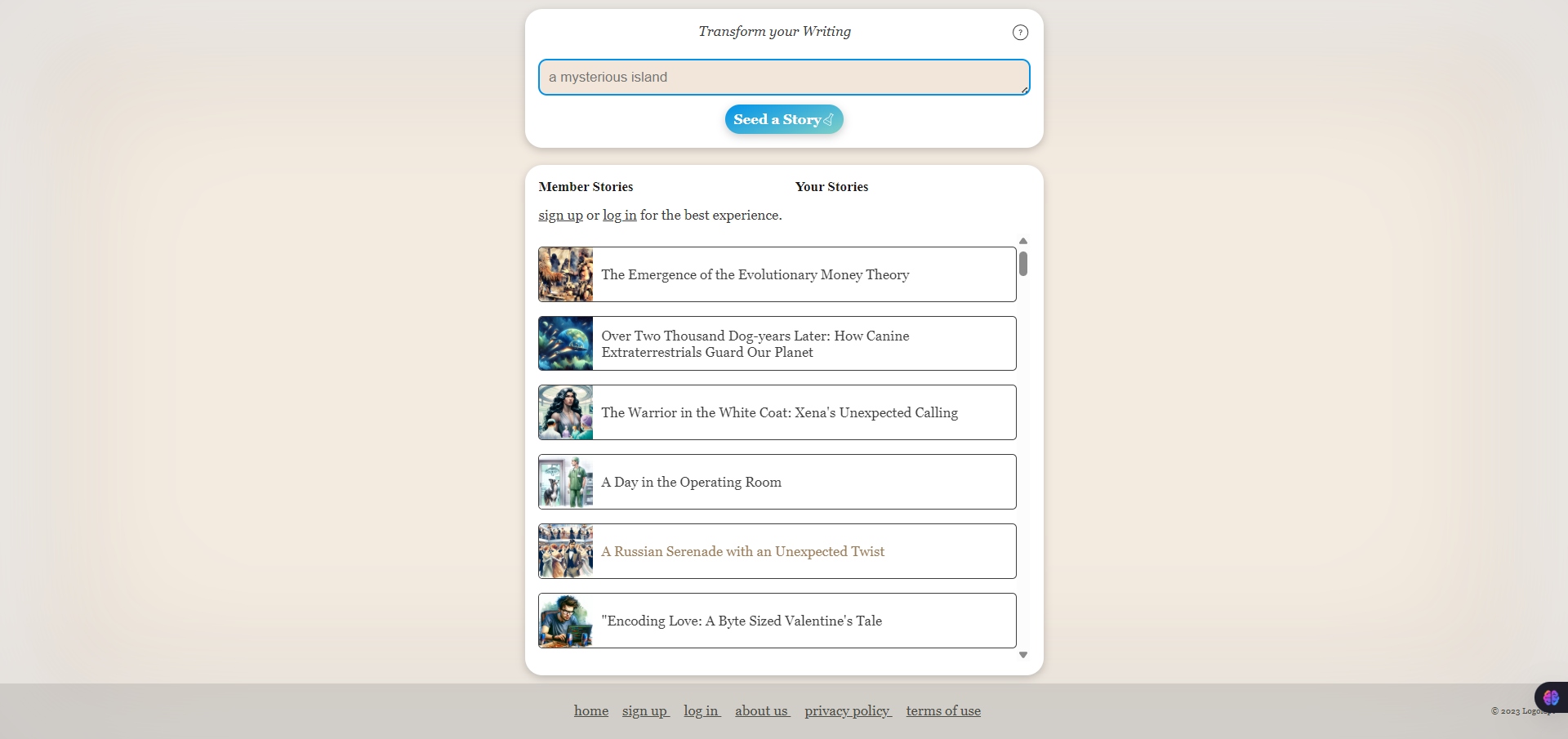 Logolept-writing platform & editing experience for creating concepts