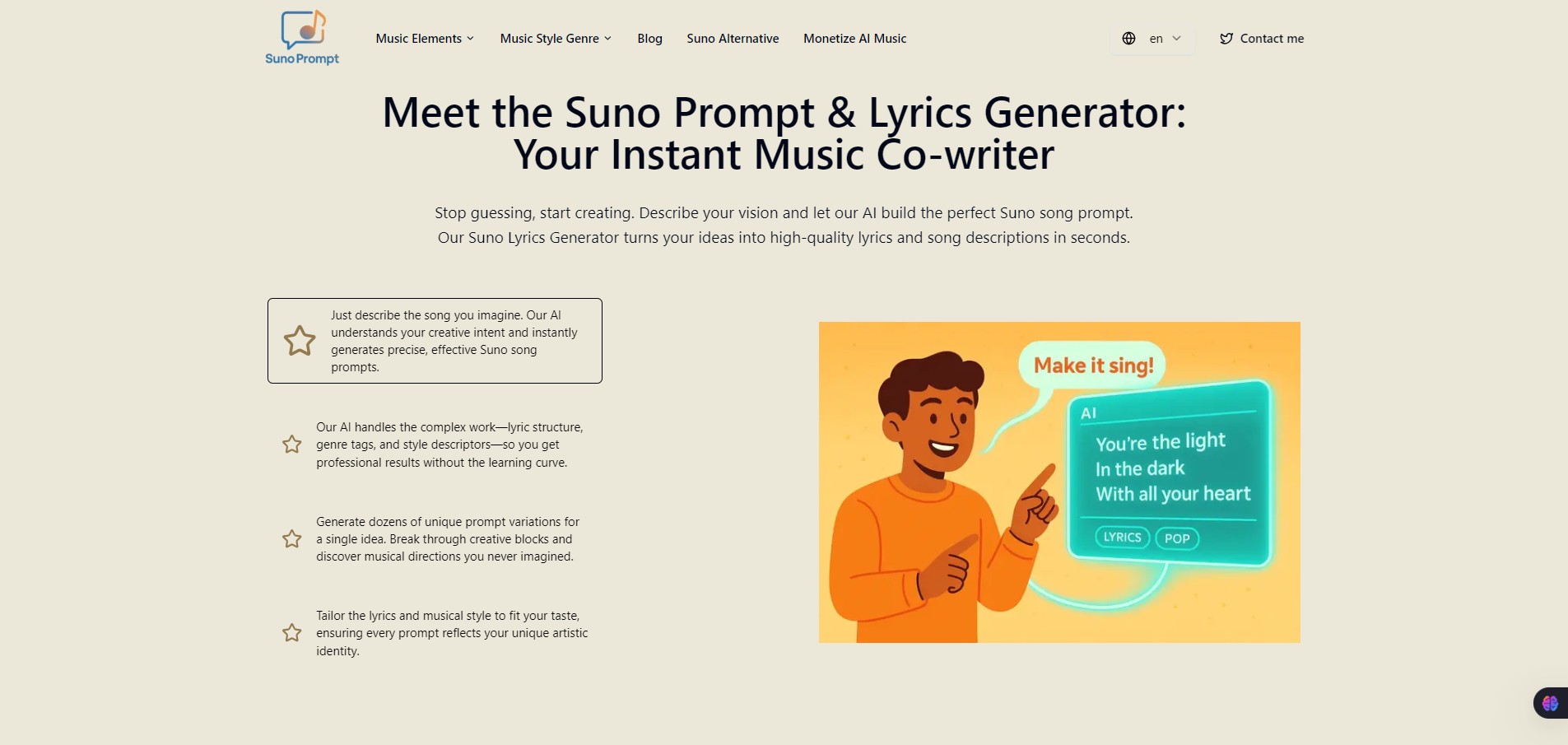 Suno-Prompt-Instant Music Co-writer