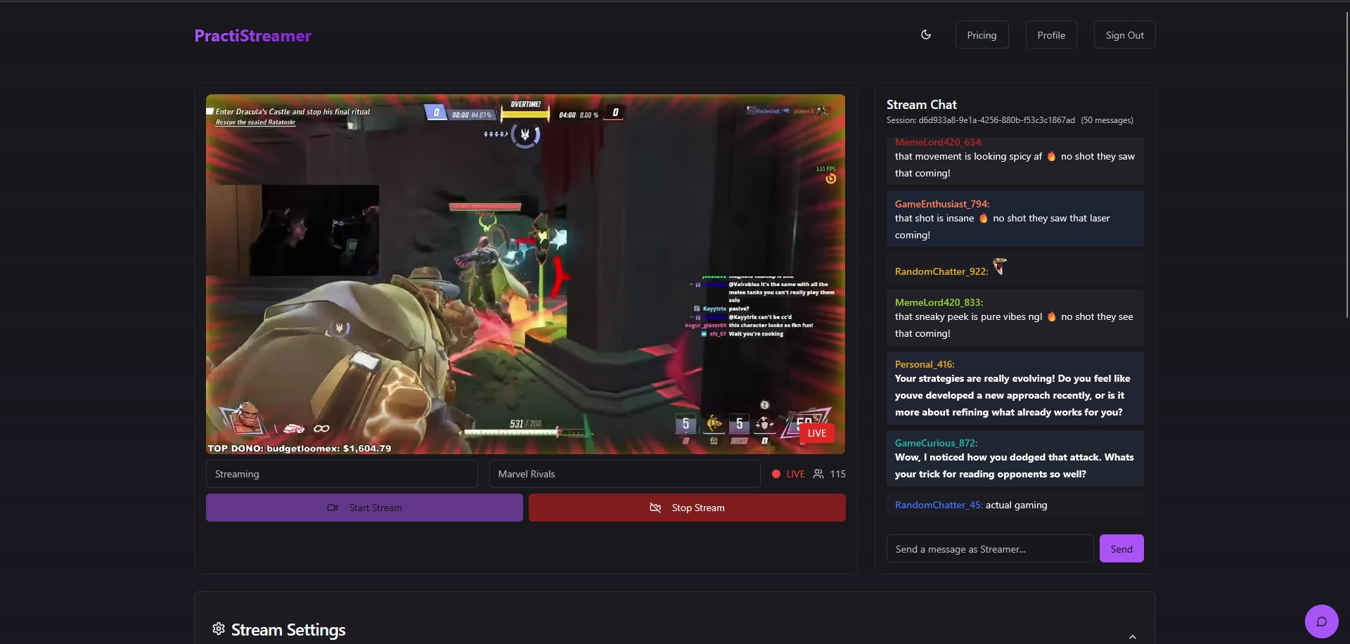 PractiStreamer -live-practice-session