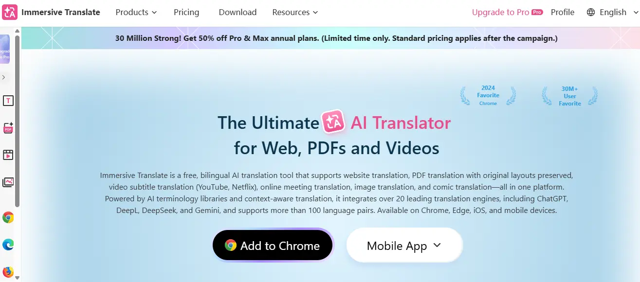 Immersive Translate Feature